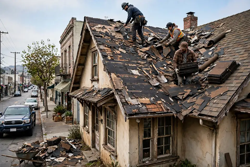 Reemplazo de techos de tejas asfálticas en una casa en el centro de San Bruno, San Bruno, CA