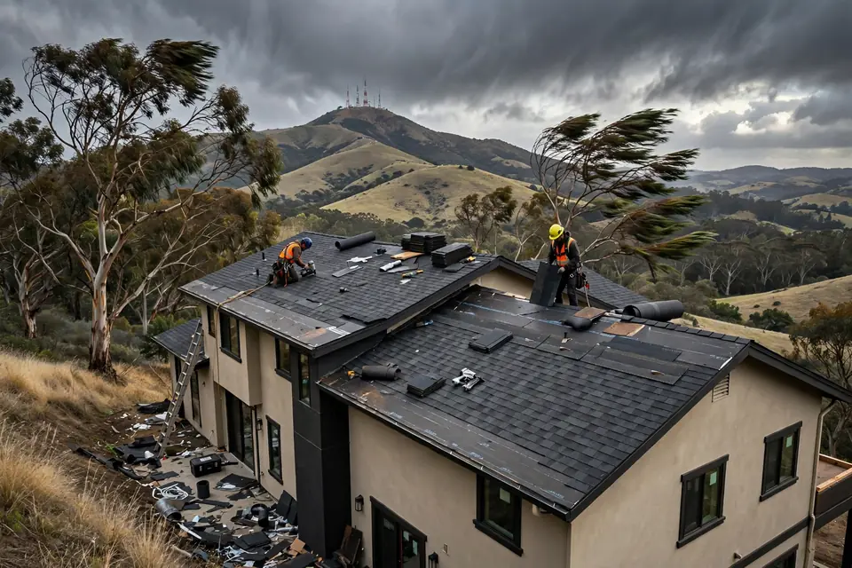 Reemplazo de techos de tejas asfálticas en una casa en la montaña San Bruno, San Bruno, CA