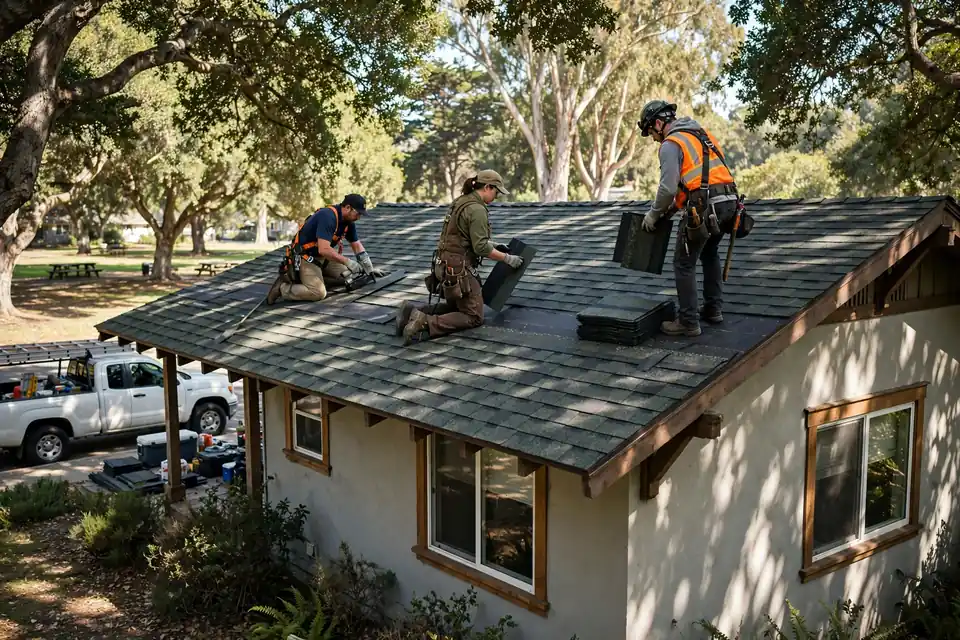 Reemplazo de techos de tejas asfálticas en una casa en el parque San Bruno, San Bruno, CA