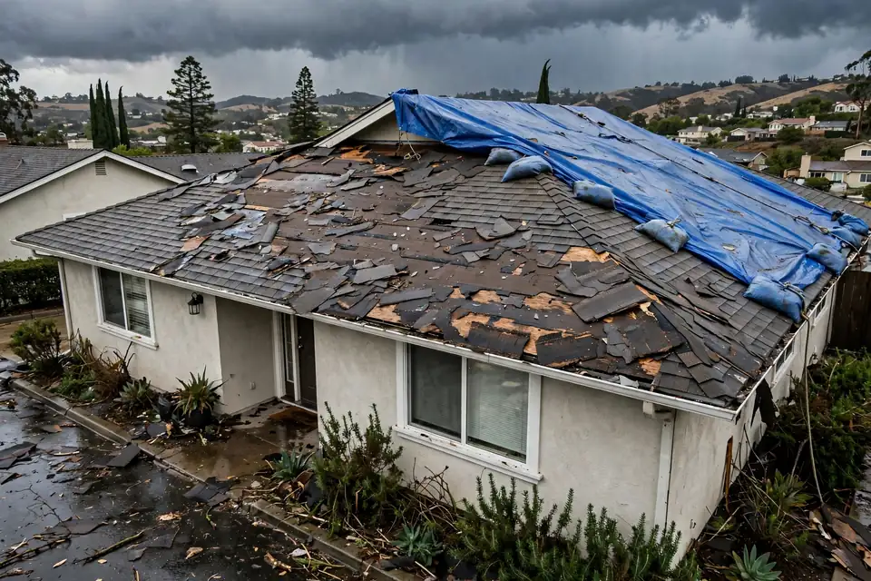 Reemplazo de techos de emergencia en una casa en Portola Highlands, San Bruno, CA