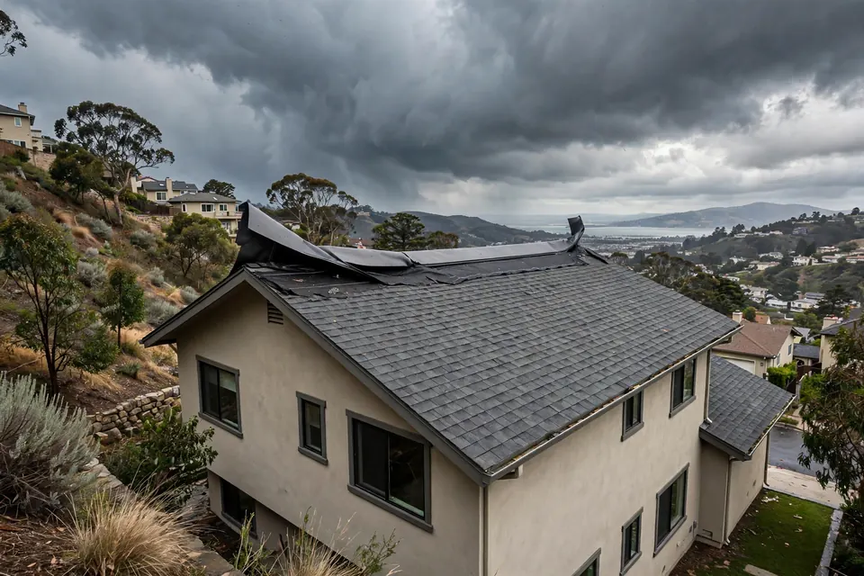 Reemplazo de techos de emergencia en una casa en la montaña San Bruno, San Bruno, CA