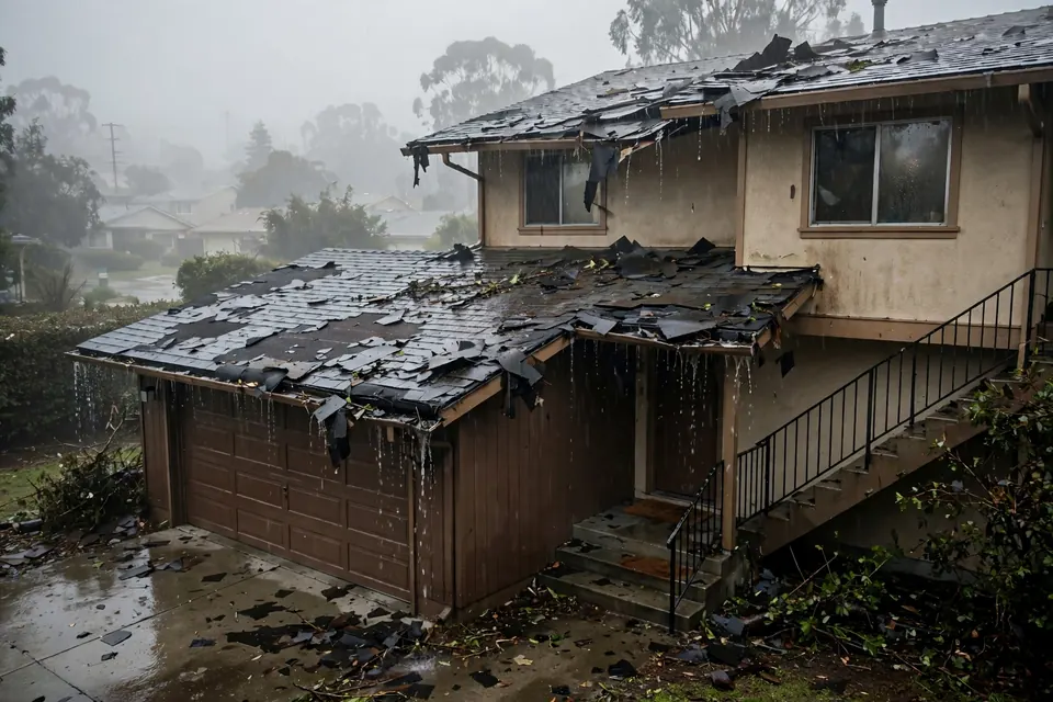Reemplazo de techos de emergencia en una casa en Tanforan, San Bruno, CA