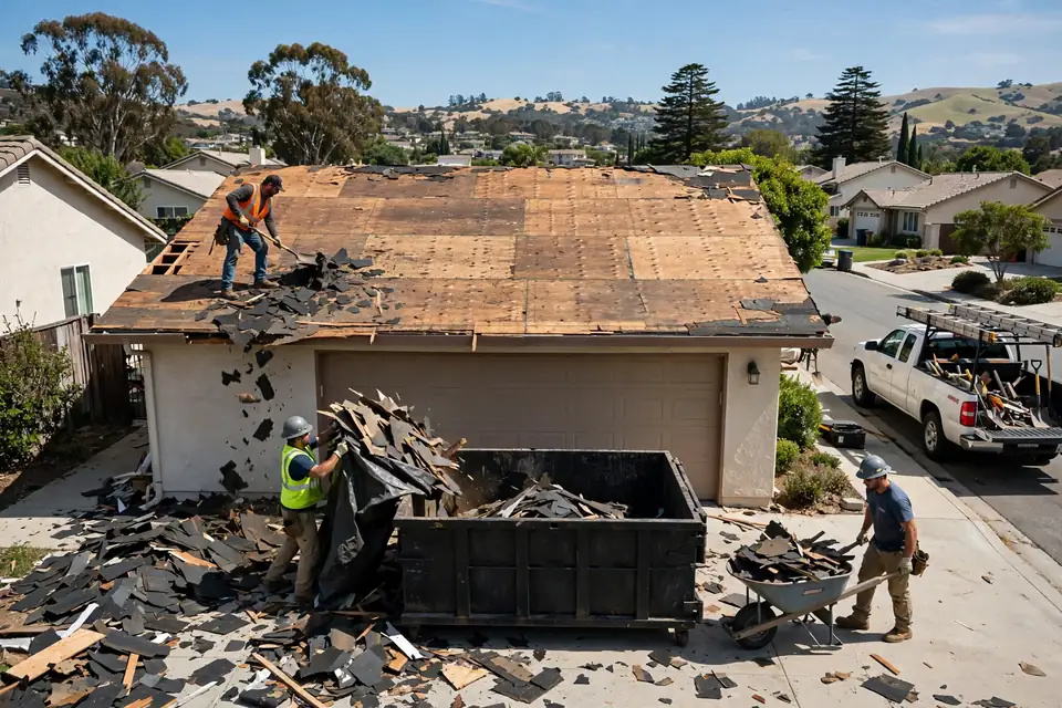 Reemplazo de techos con reclamo al seguro en una casa en Portola Highlands, San Bruno, CA