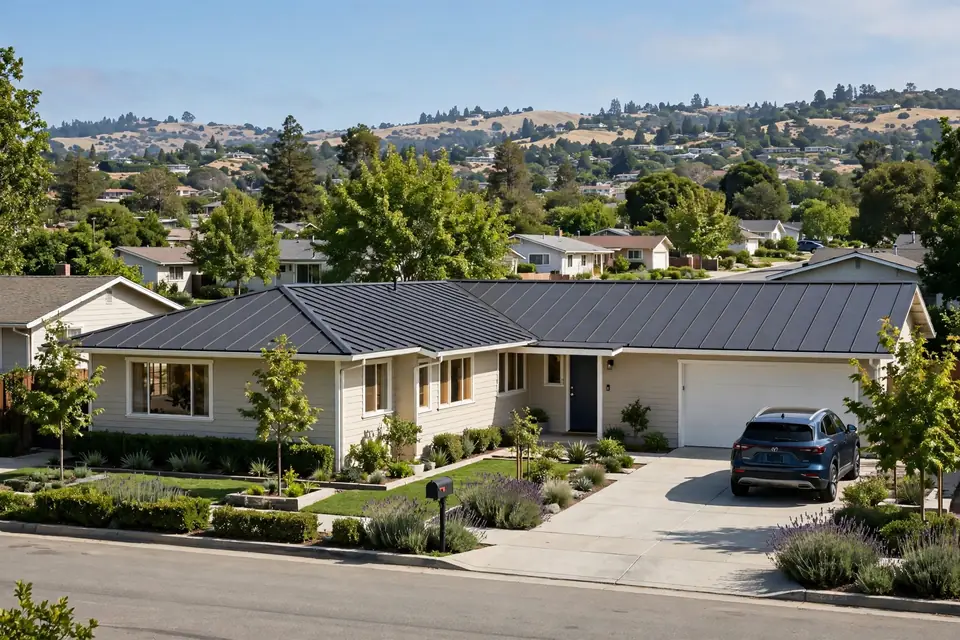 Reemplazo de techos metálicos en una casa en Rollingwood, San Bruno, CA