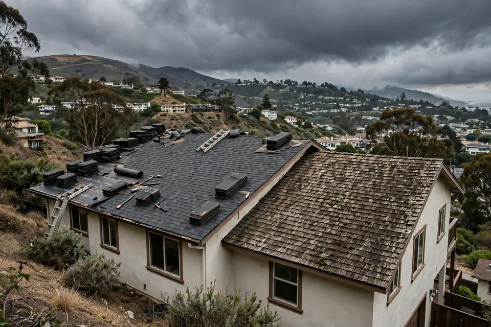 Remoción total y reemplazo de la cubierta en una casa en Lomita Park, San Bruno, CA