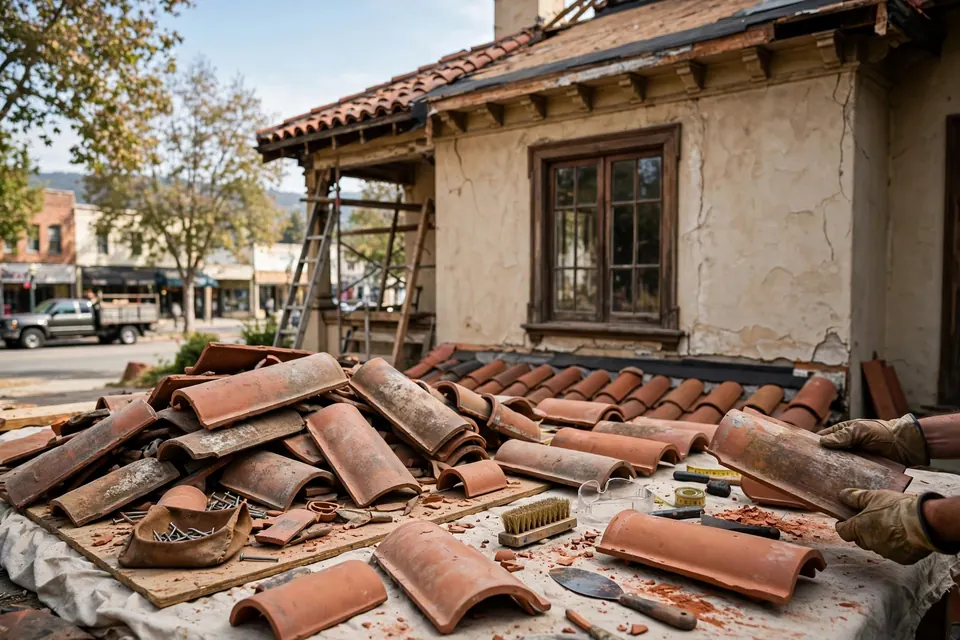 Reemplazo de techos de teja en una casa en el centro de San Bruno, San Bruno, CA