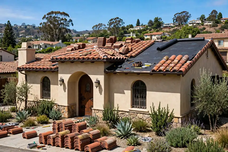 Reemplazo de techos de teja en una casa en Mills Park, San Bruno, CA
