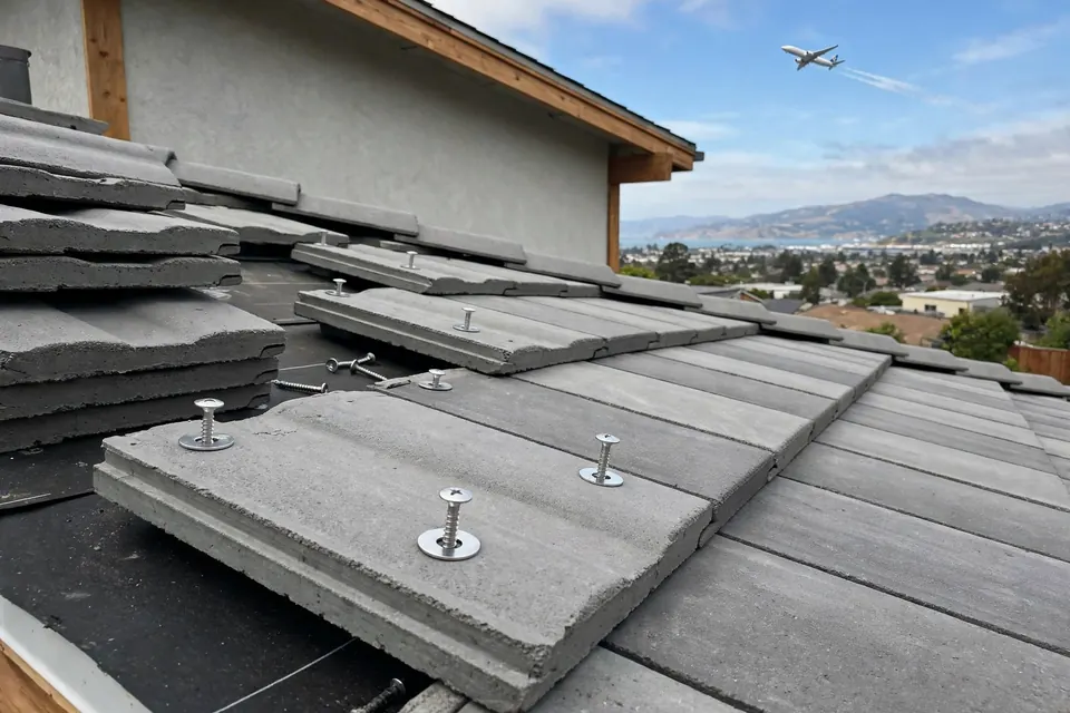 Reemplazo de techos de teja en una casa en Tanforan, San Bruno, CA