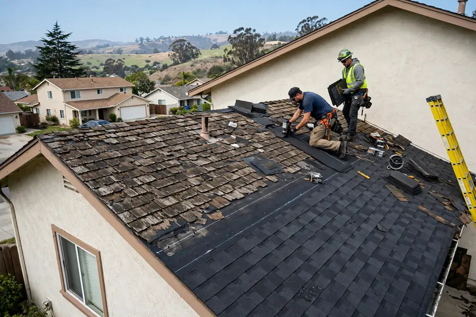 Reemplazo parcial de techos en una casa de San Bruno, CA por Roof Replacement Co
